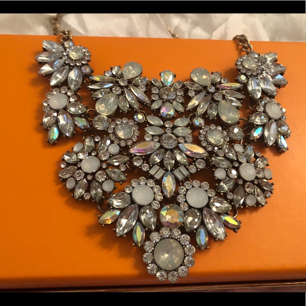 Silver with blue tones Glam Bib necklace